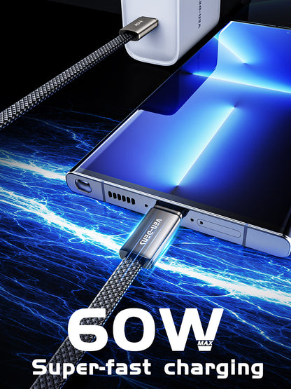 DC22CC Toptan fiyat özel teklif: Yüksek kaliteli çiplere sahip, evrensel, birinci sınıf 1 metrelik beyaz Type-C - Type-C 60W hızlı şarj veri kablosu.