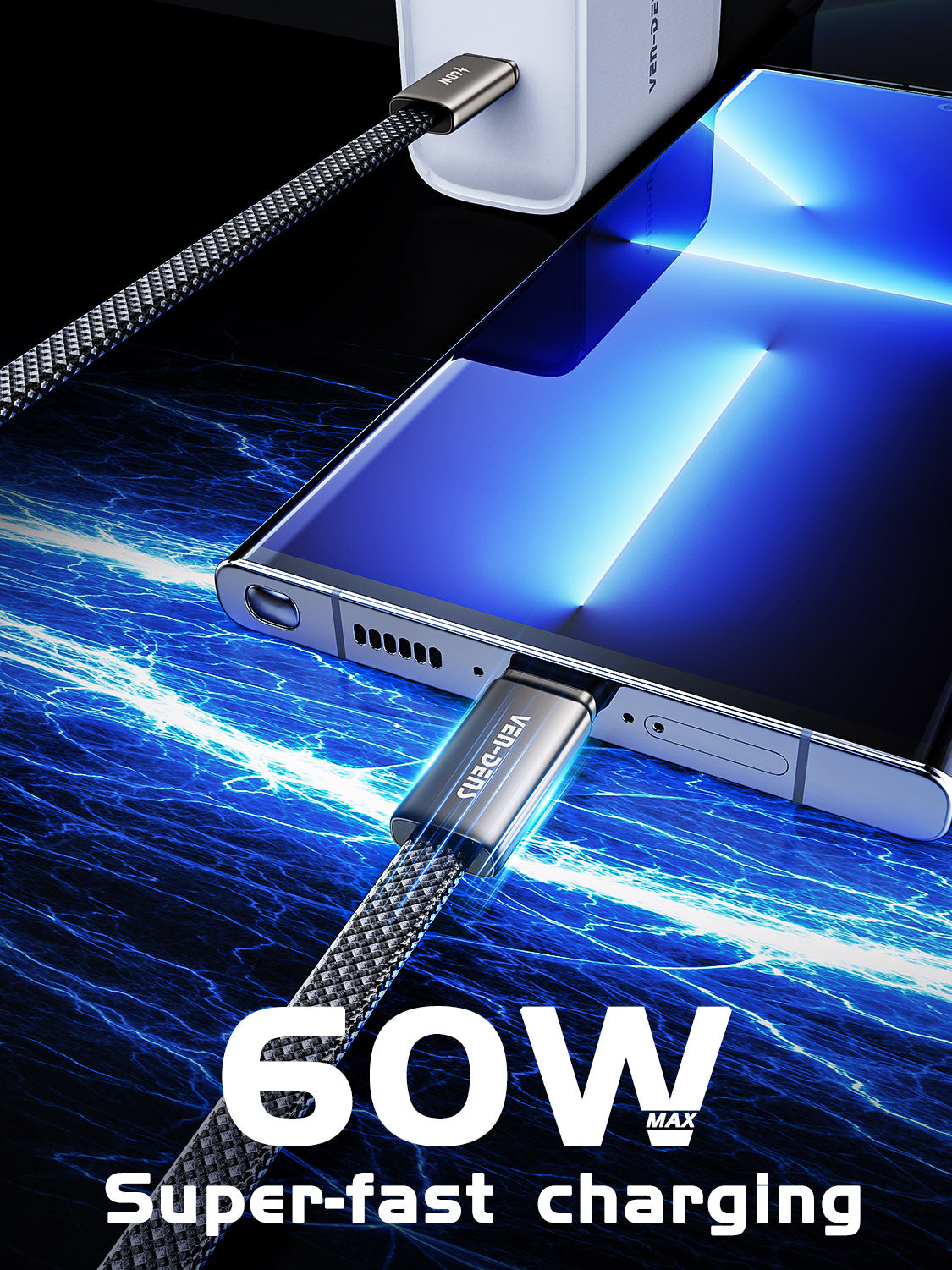 DC22CC Toptan fiyat özel teklif: Yüksek kaliteli çiplere sahip, evrensel, birinci sınıf 1 metrelik beyaz Type-C - Type-C 60W hızlı şarj veri kablosu.