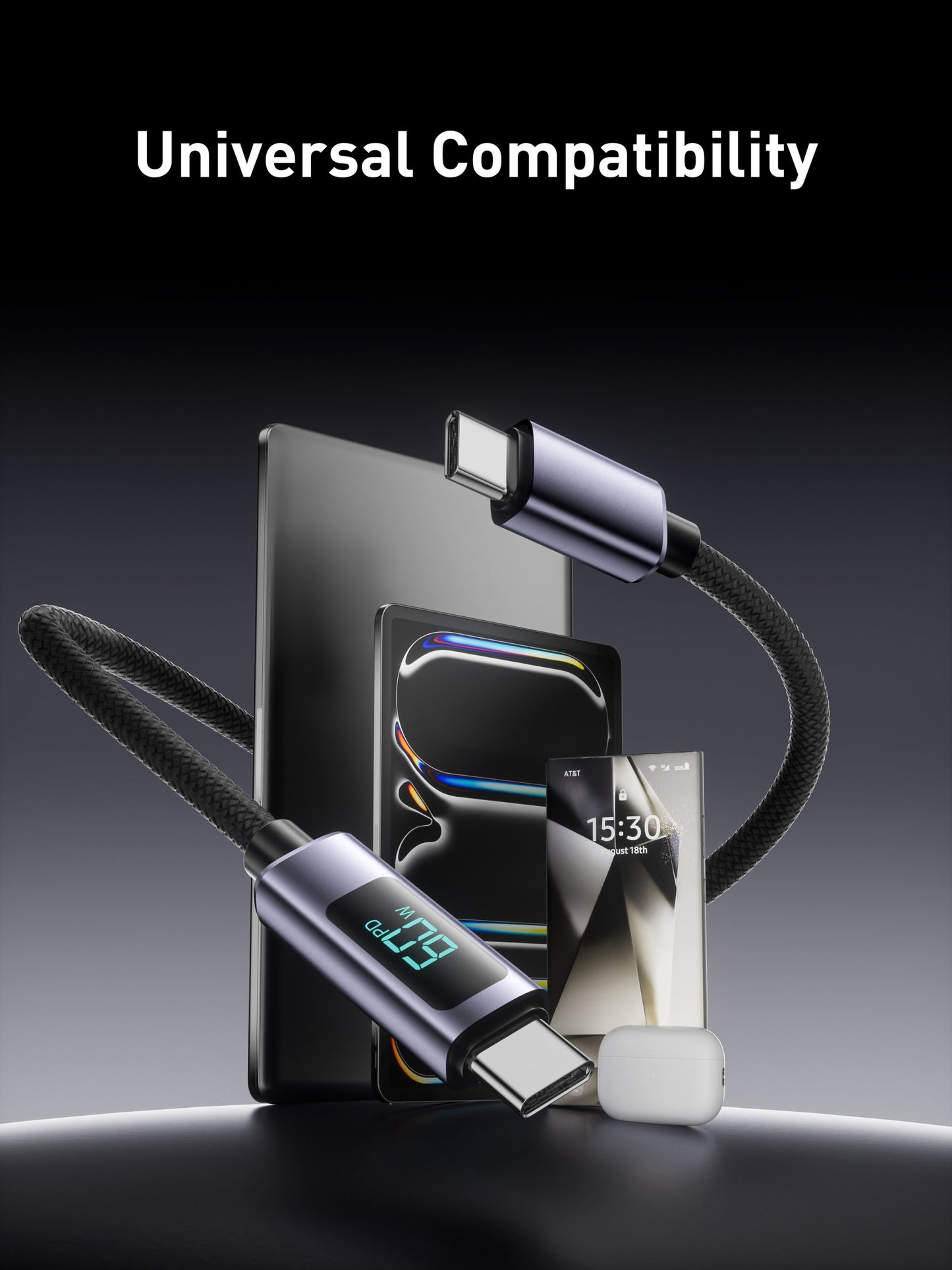 VD-DCN05 Toptan Fiyat yüksek kaliteli 60W USB-C - USB-C 1M siyah Veri Kablosu