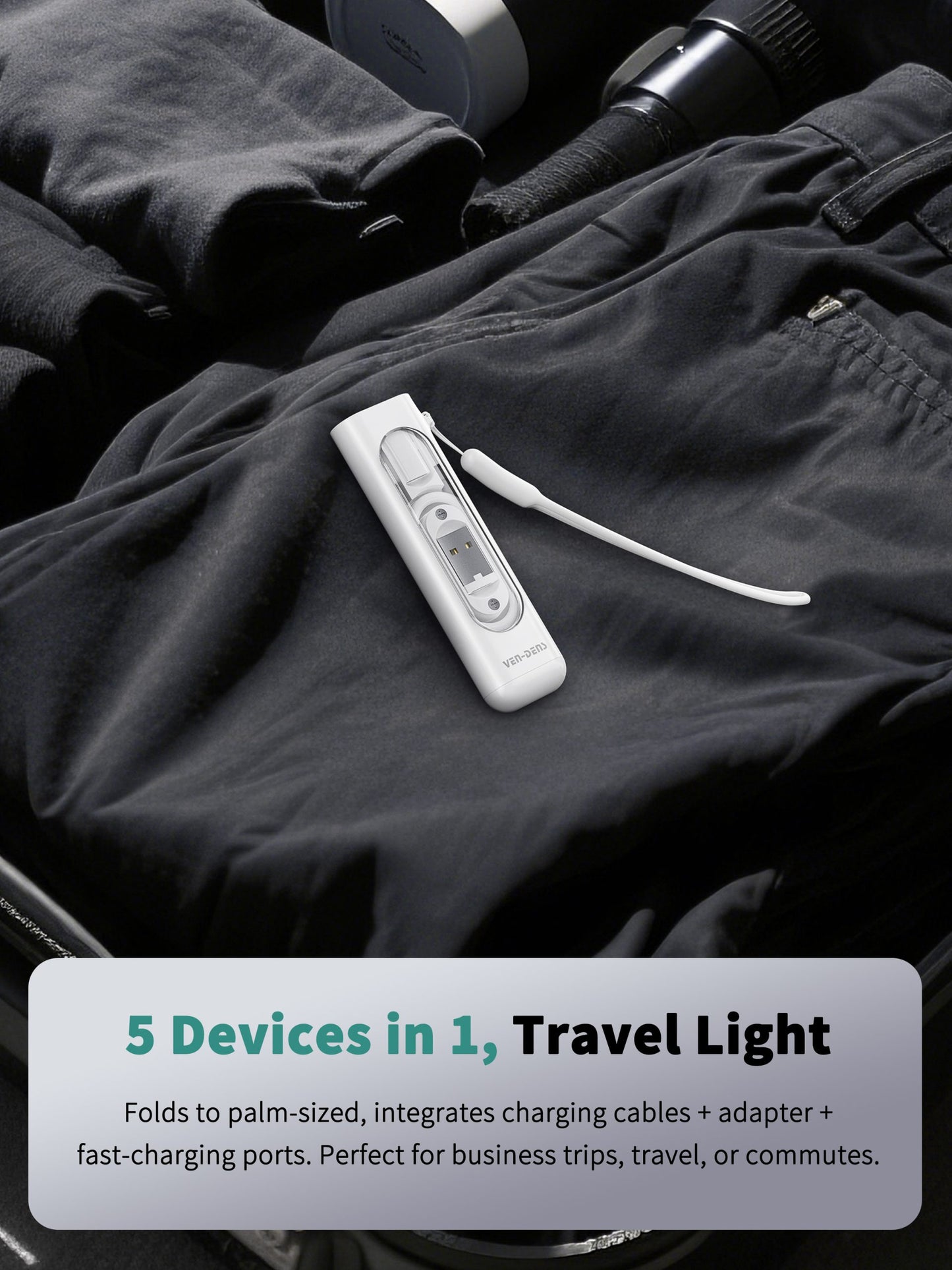 VD-T001 Toptan Fiyat Özel Teklif Evrensel 5'i 1 Arada Çok Fonksiyonlu Taşınabilir Şarj Kiti, 60W Kablo Adaptörü, SIM Kart Çıkarma Aleti ve Kart Yuvası İçerir