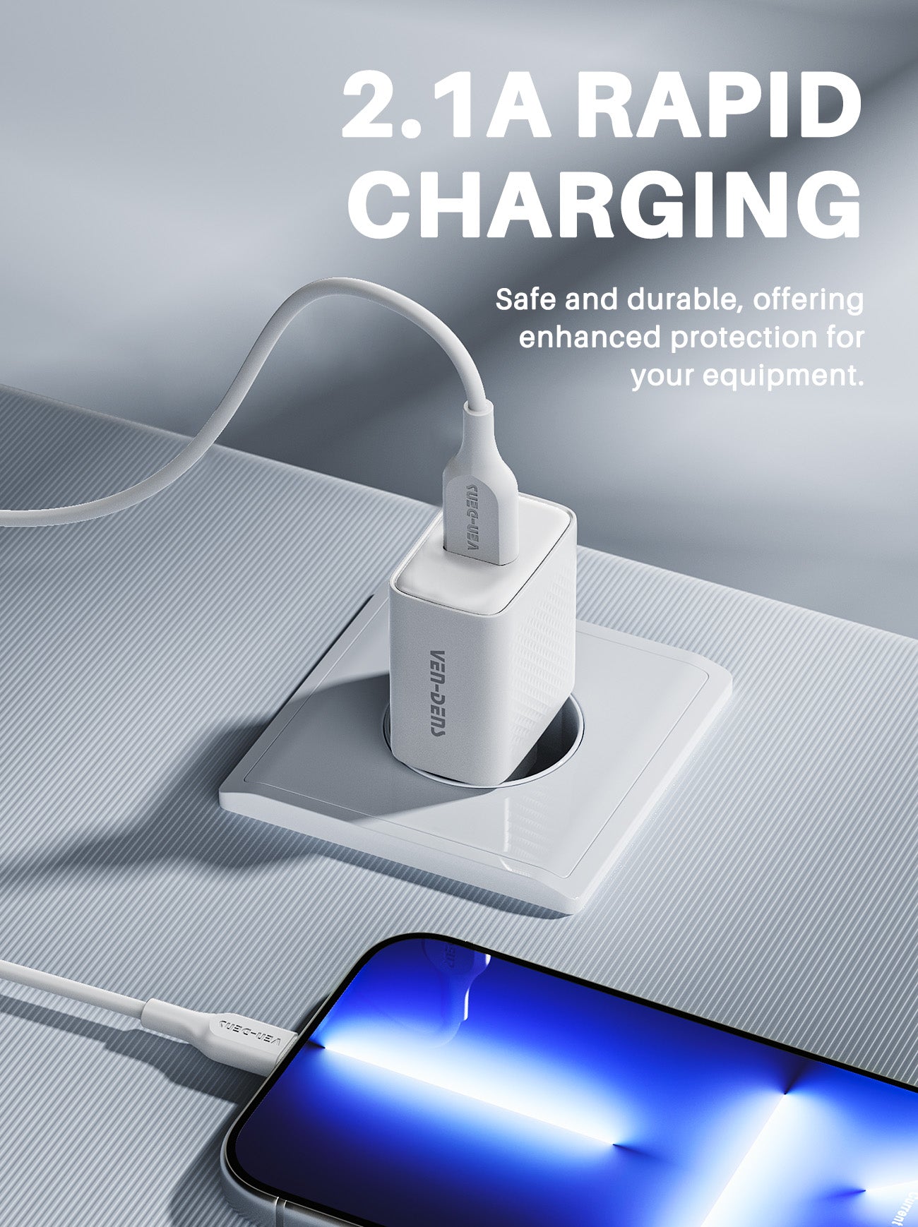 Vendens 10.5W Hızlı Şarj Cihazı PD 30W USB-C to Lightning Kablo Seti - Beyaz