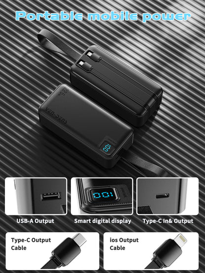 Ven-dens VD-PB062 30000mAh Hızlı Şarj Dahili Kablolu Powerbank