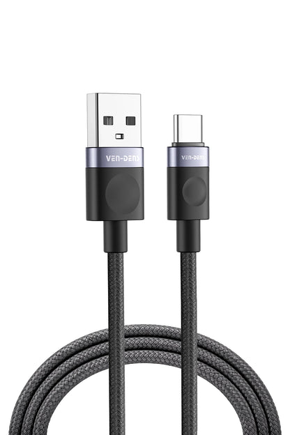 Vendens VD-DCM03 USB-A'dan USB-C'ye Örgülü 18W Type C Şarj Kablosu 1m, 2m, 3m