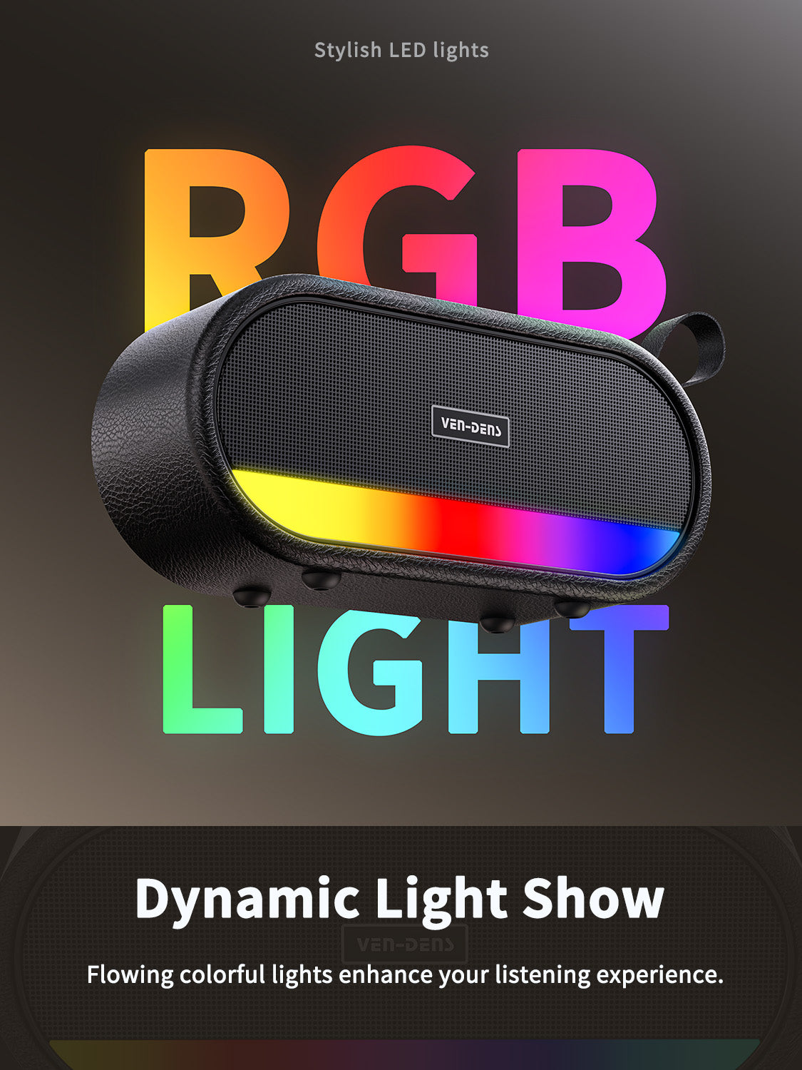 Vendens VD-SPK009 LED Ambiyans Işıklı Bluetooth Hoparlör - 30 Saat Batarya