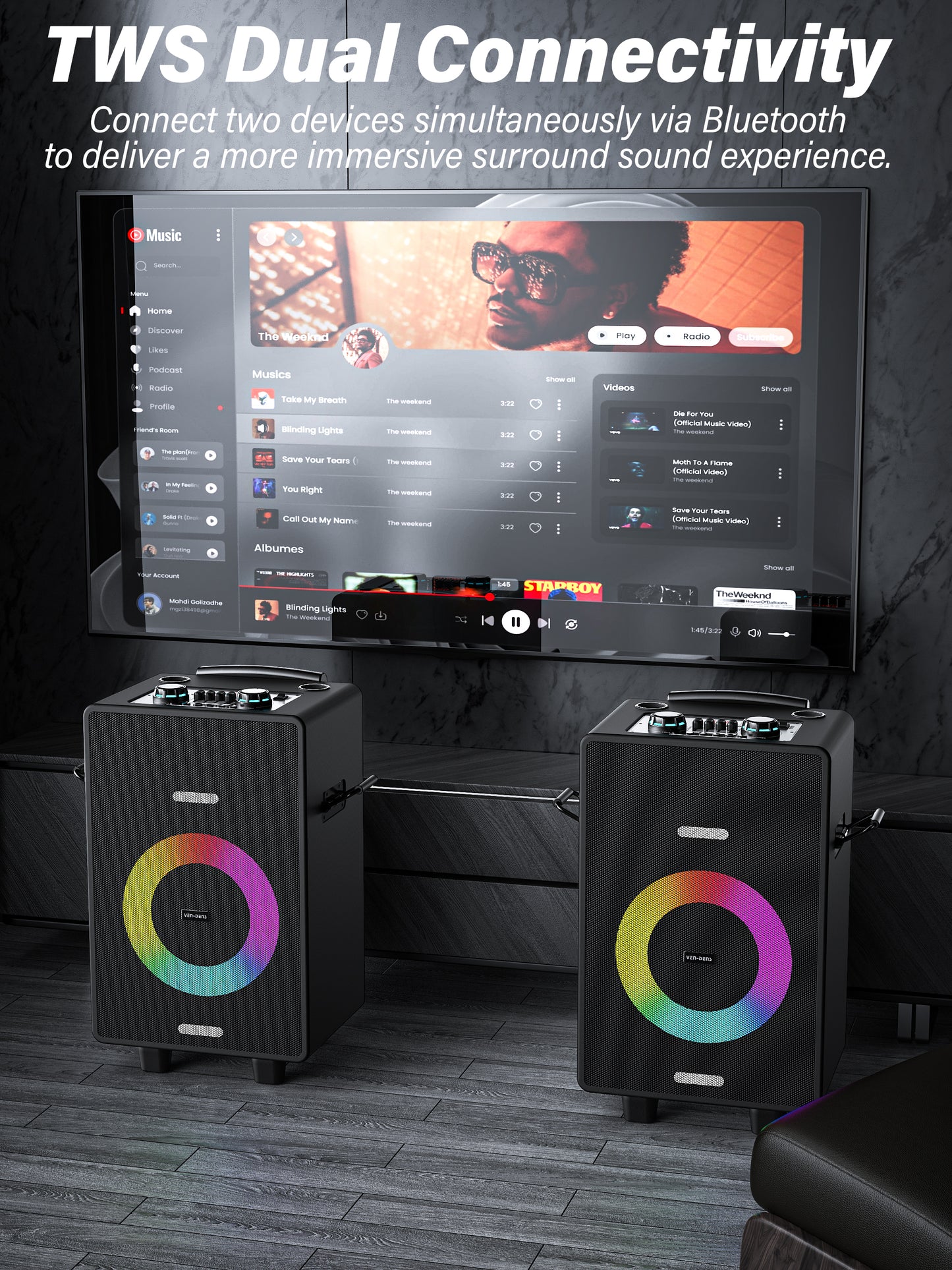 Vendens PartyCore 8” Taşınabilir Bluetooth Hoparlör