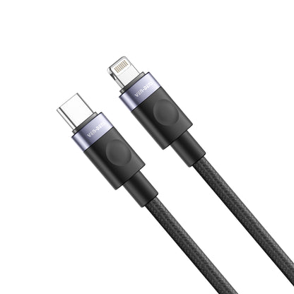 VD-DCM04-3M 27W USB-C - Lightning Bağlantı Uçlu Veri Kablosu 3M Siyah Naylon Örgülü Kablo
