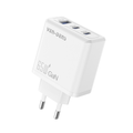 Vendens 3'lü Fonksiyonlu PD65W Hızlı Şarj Cihazı - 2 Type-C ve USB Portlu, Avrupa Fişi (Beyaz)
