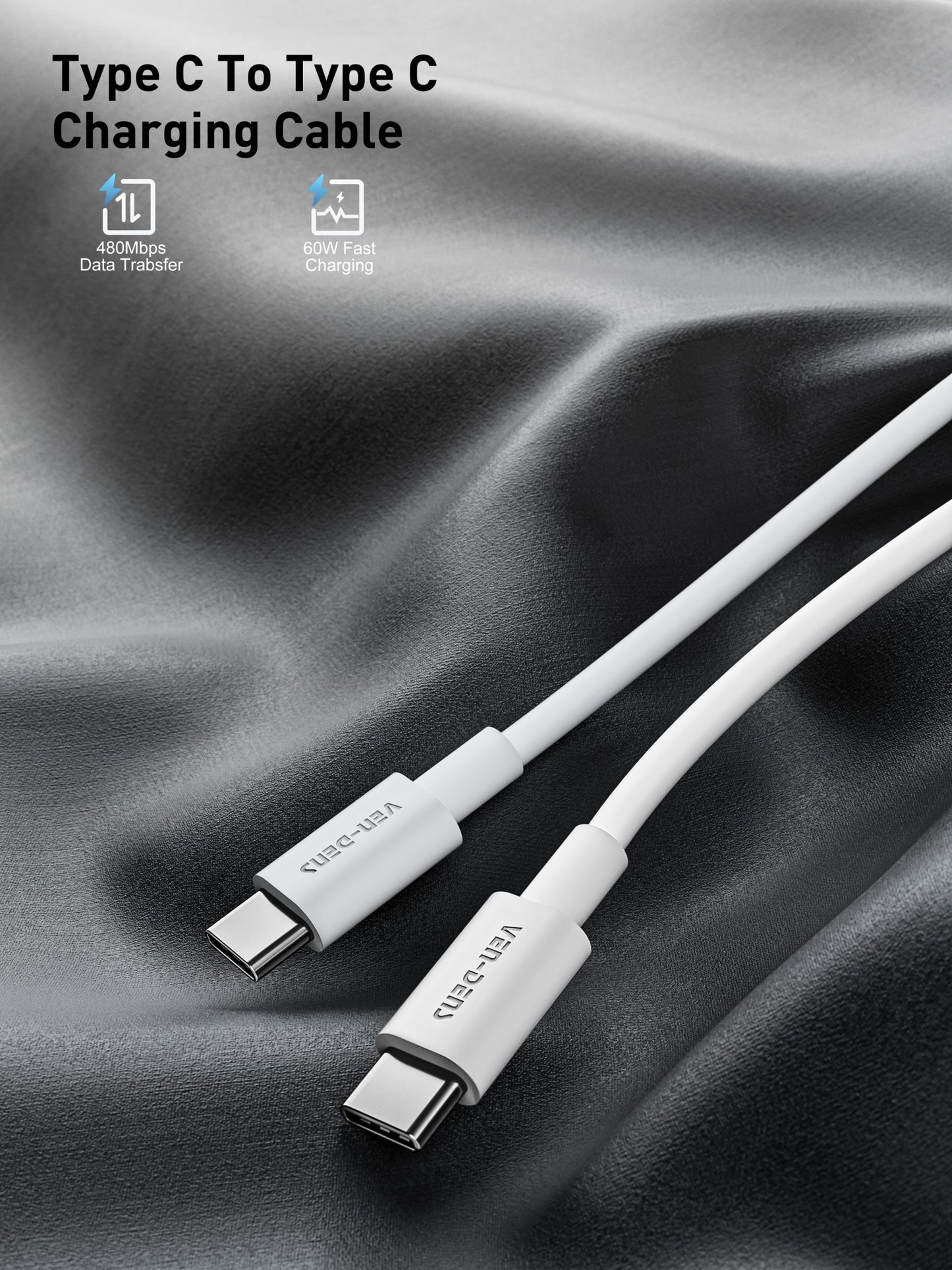 VD-DCR04 Separate packing Yüksek kaliteli 27W USB-C - Lightning Beyaz/Siyah 1 Metre PVC Veri Kablosu