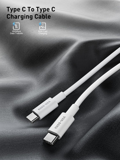 VD-DCR05 Separate packing Toptan Fiyat yüksek kalite 60W Beyaz/Siyah USB-C - USB-C 1M PVC Veri Kablosu