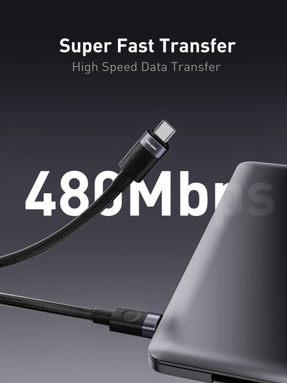 VD-DCM05-1M 60W USB-C - USB-C Parmak Ucu Veri Kablosu 1M Siyah Naylon Örgülü Kablo