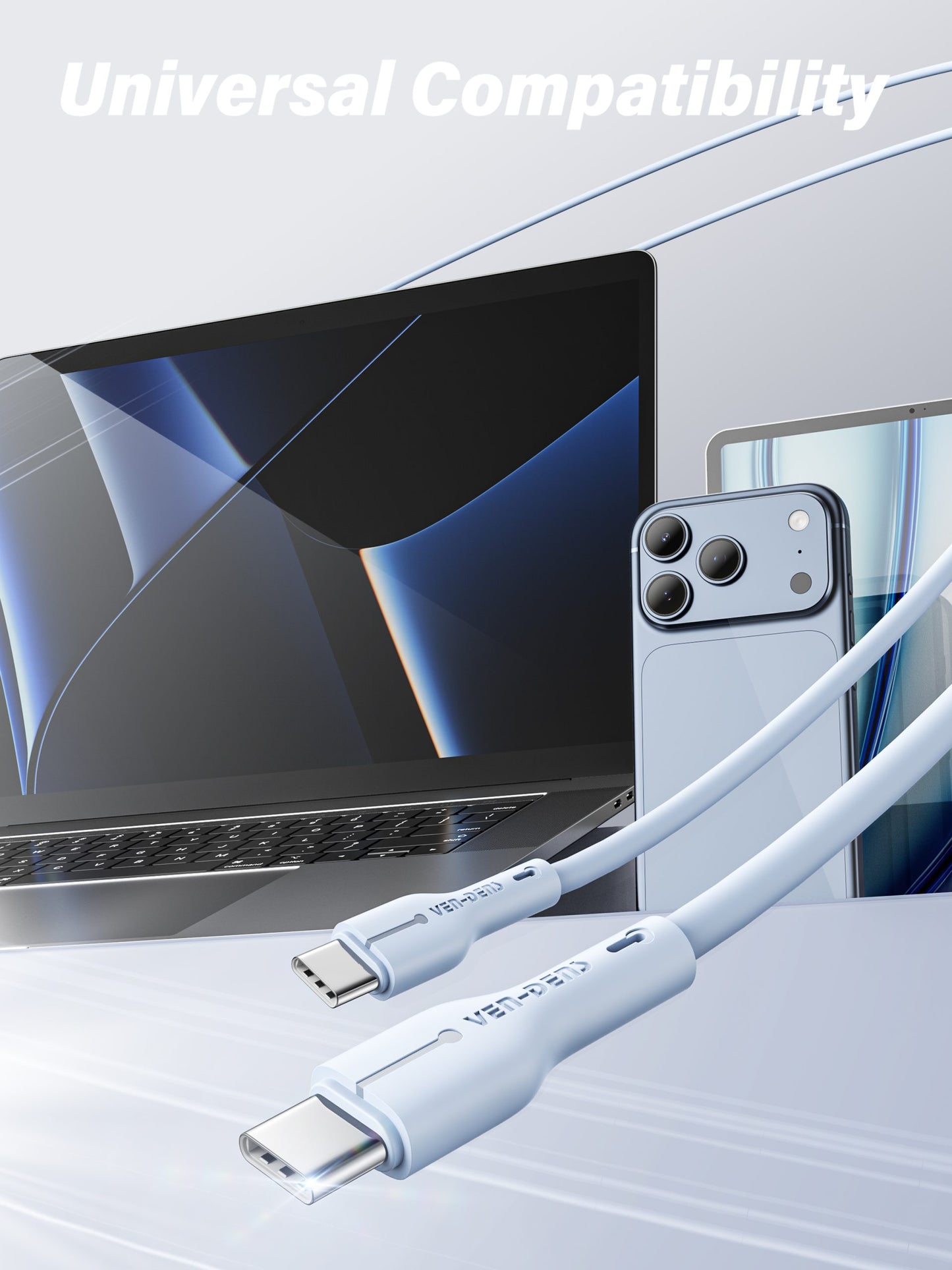 Ven-Dens VD-DC23CL Type-C to Lightning 30W PD Hızlı Şarj ve Data Kablosu - 1 Metre Mavi