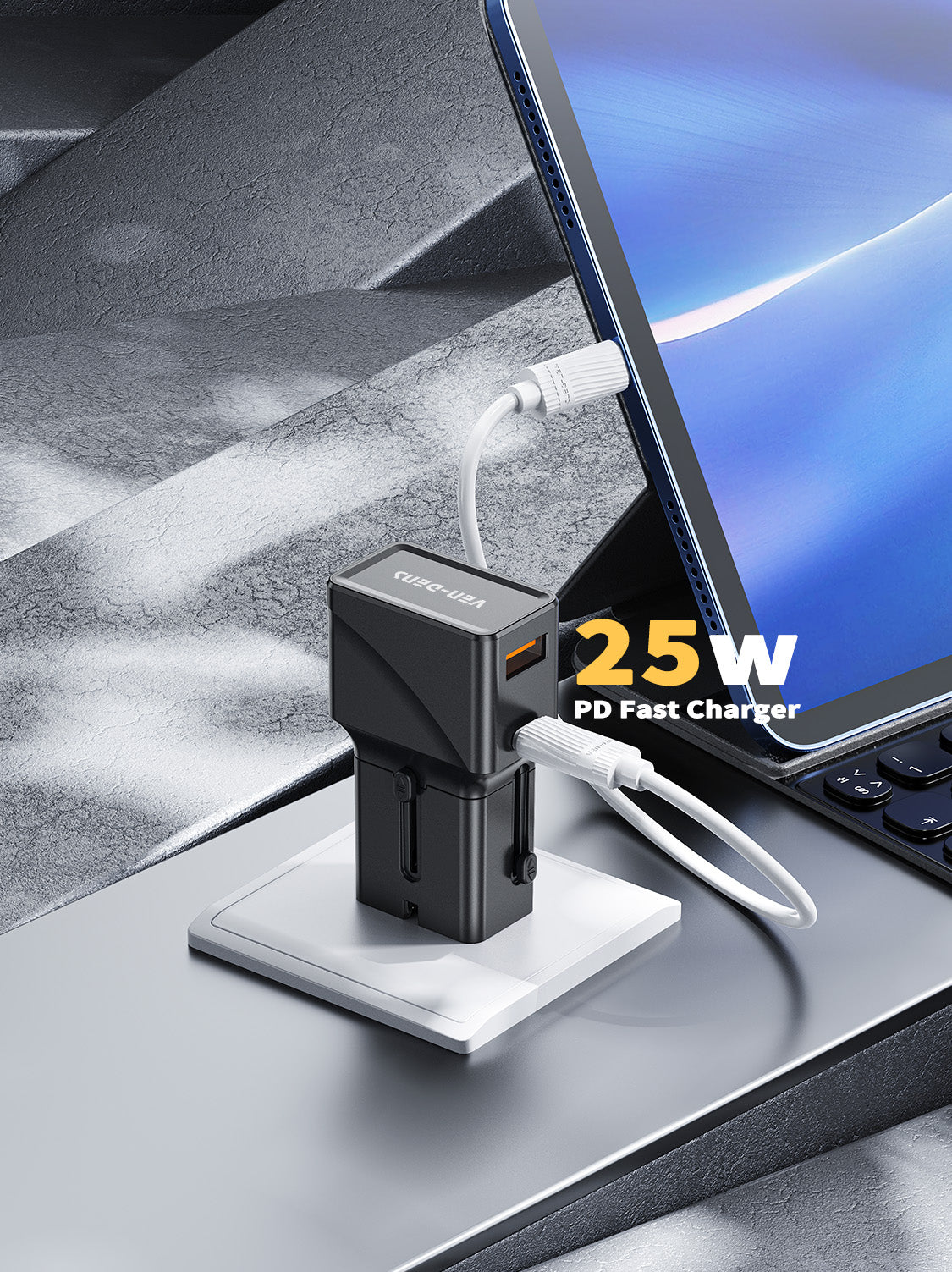 Vendens TravelMax 25W | 150+ Ülke Uyumlu Seyahat Şarj Cihazı
