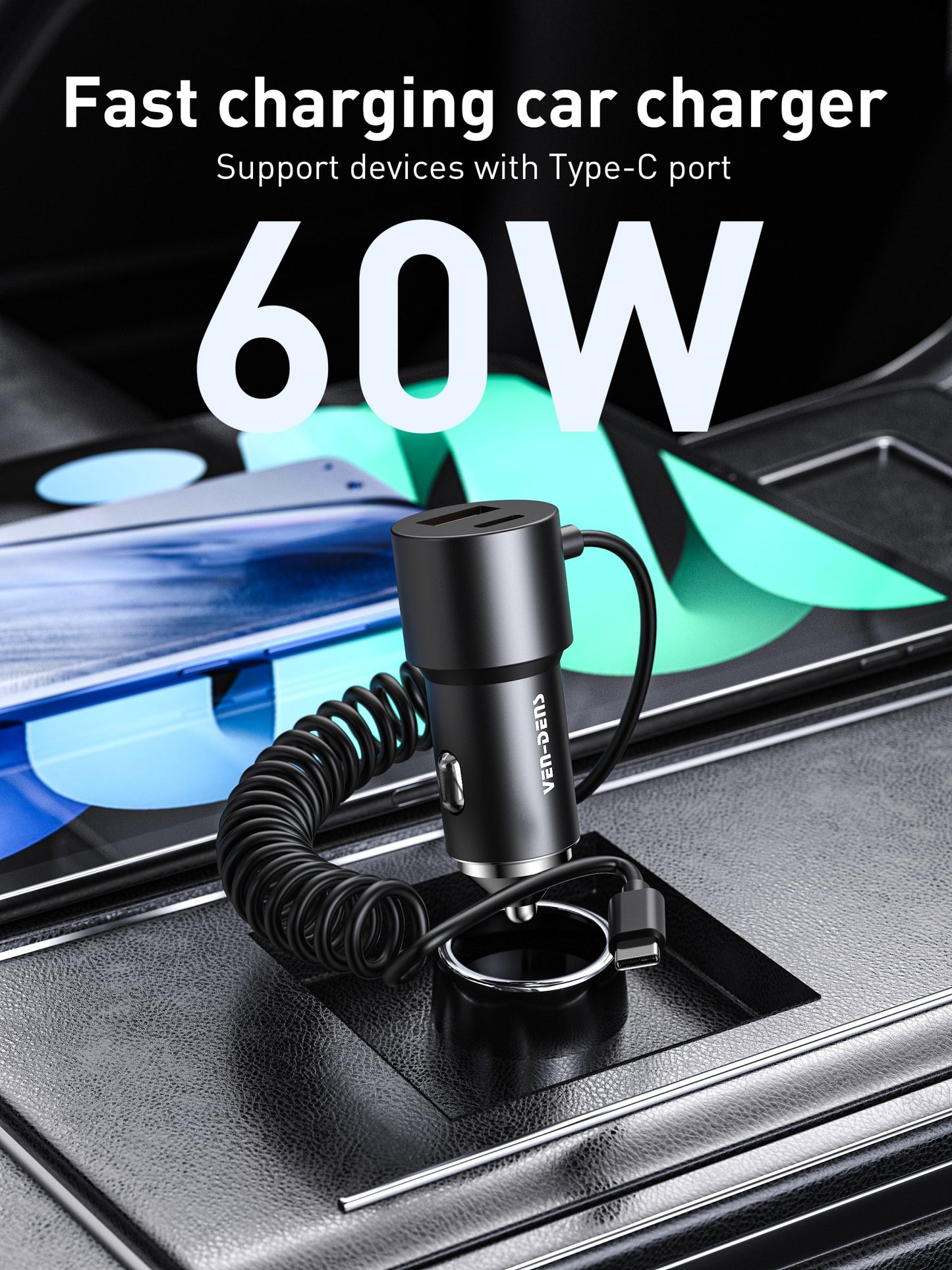 Vendens DrivePro 60W Hızlı Araç Şarj Cihazı