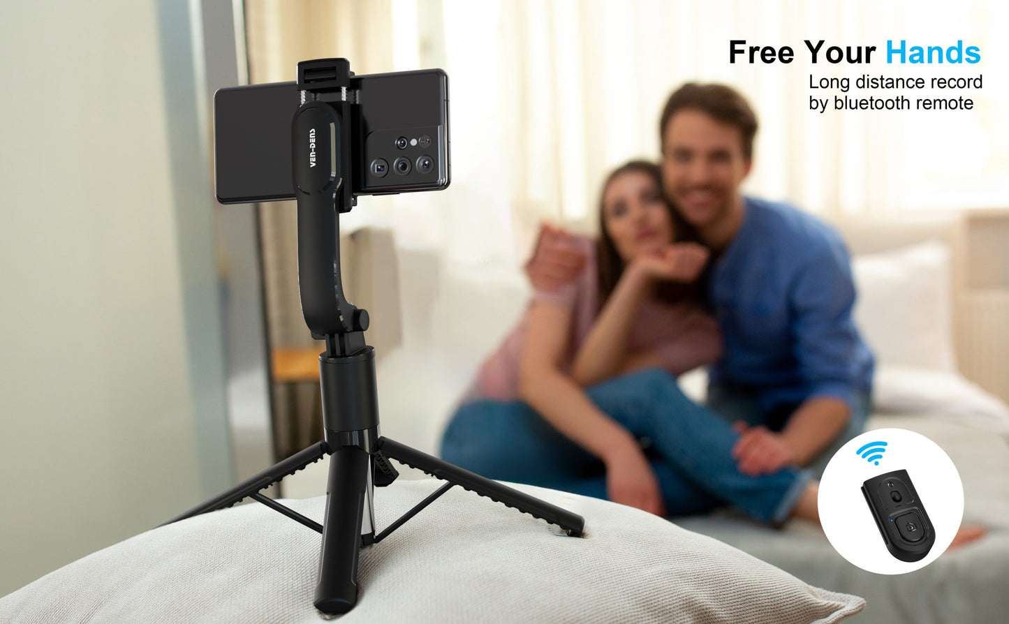 Vendens Bluetooth Selfie Stick Tripod 360° Dönebilen Uzatılabilir - Siyah