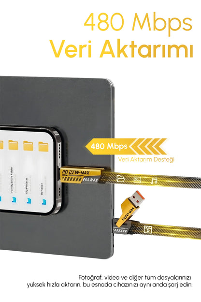 Vendens VD-DCA05 65W Hızlı Şarj Kablosu - 4'ü 1 Arada Type-C, Lightning