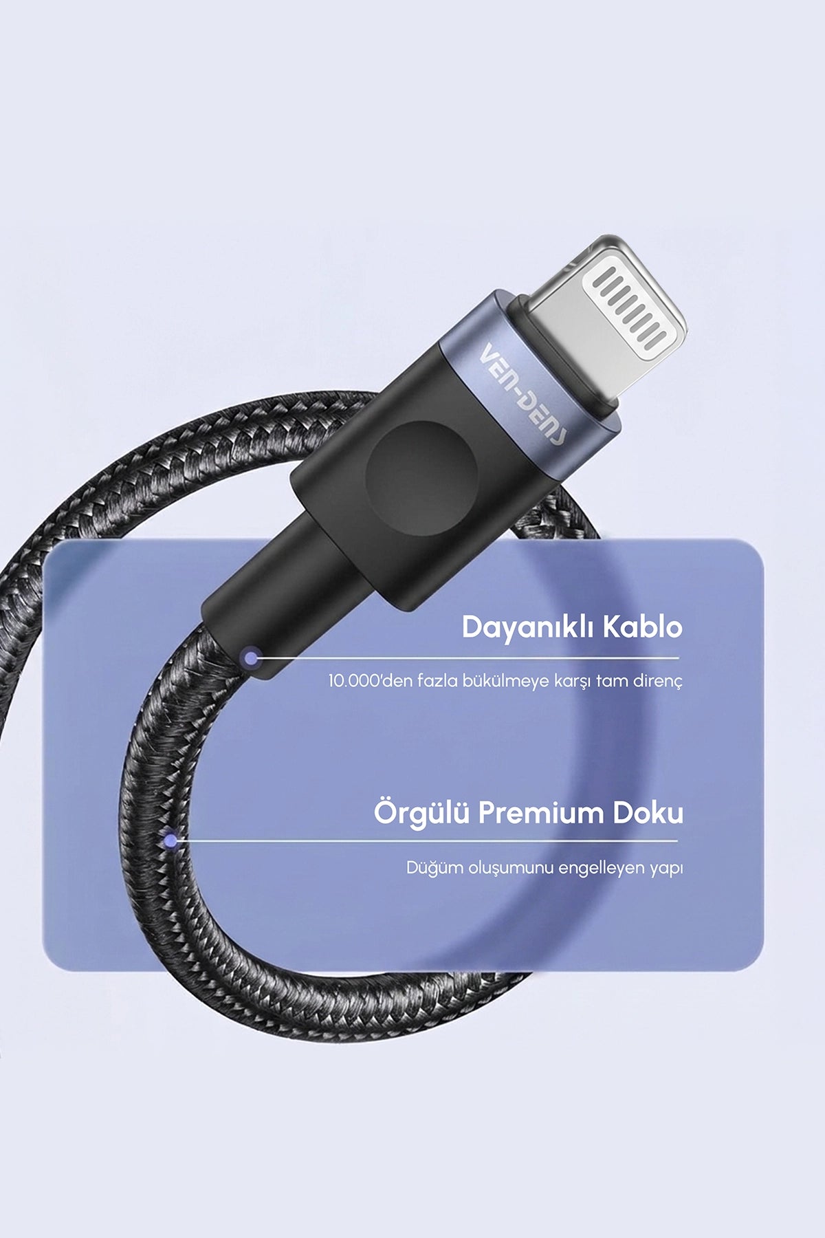 Vendens VD-DCM04 27W iPhone Uyumlu Lightning Hızlı Şarj ve Veri Kablosu