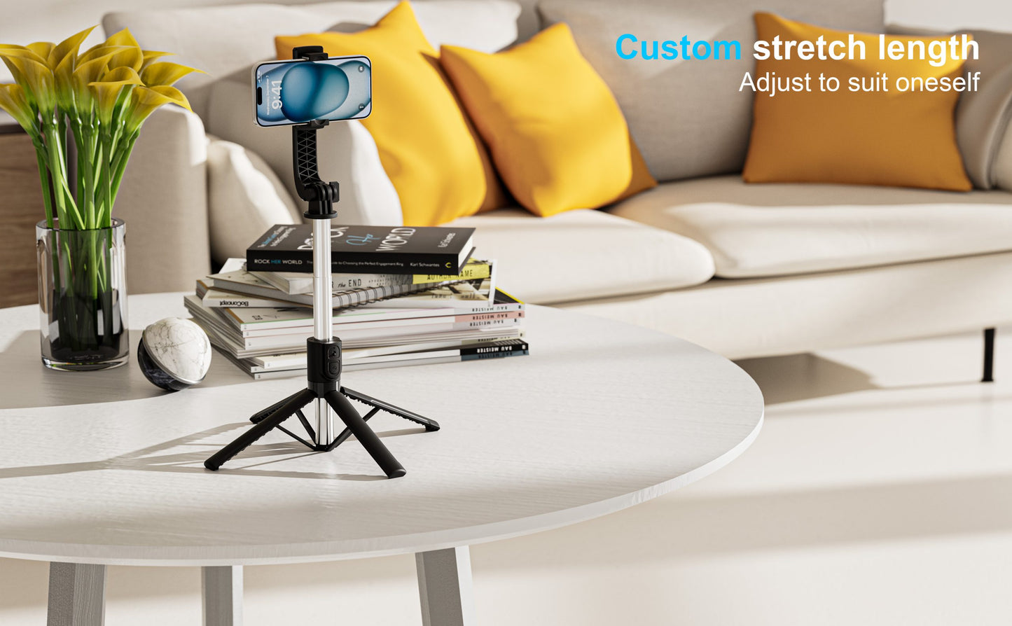 Vendens Bluetooth Selfie Stick Tripod 360° Dönebilen Uzatılabilir - Siyah