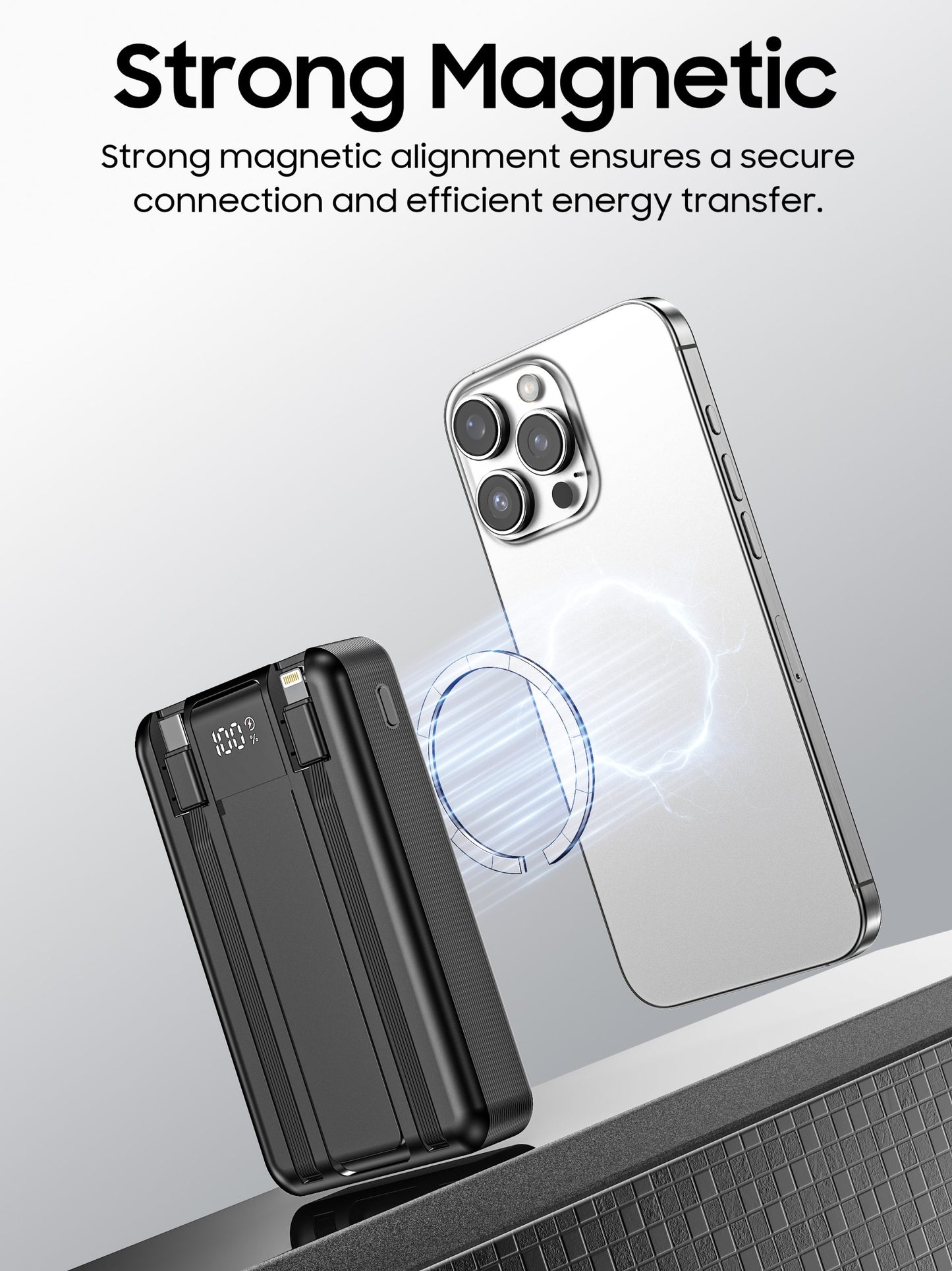 Vendens 10000mAh 15W Kablosuz Hızlı Şarj Powerbank Siyah - Taşınabilir Yüksek Kapasiteli Batarya