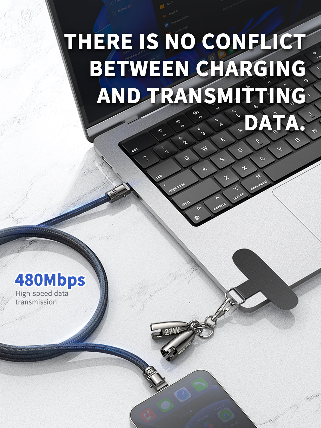 VD-DCS01 Toptan Fiyat 1.2M Type-C - IP kordonlu örgülü veri kablosu Çinko alaşım 27W hızlı şarj