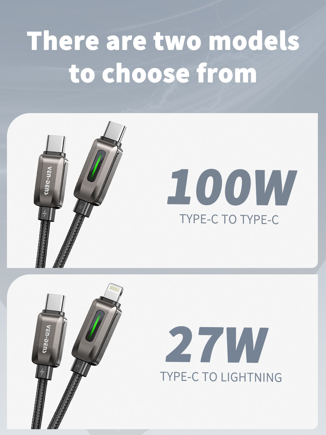 Vendens VD-DC14CL Type-C to Lightning 27W PD Hızlı Şarj ve Data Kablosu - 1 Metre, Çinko Alaşım Örgü