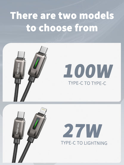 Vendens VD-DC14CL Type-C to Lightning 27W PD Hızlı Şarj ve Data Kablosu - 1 Metre, Çinko Alaşım Örgü