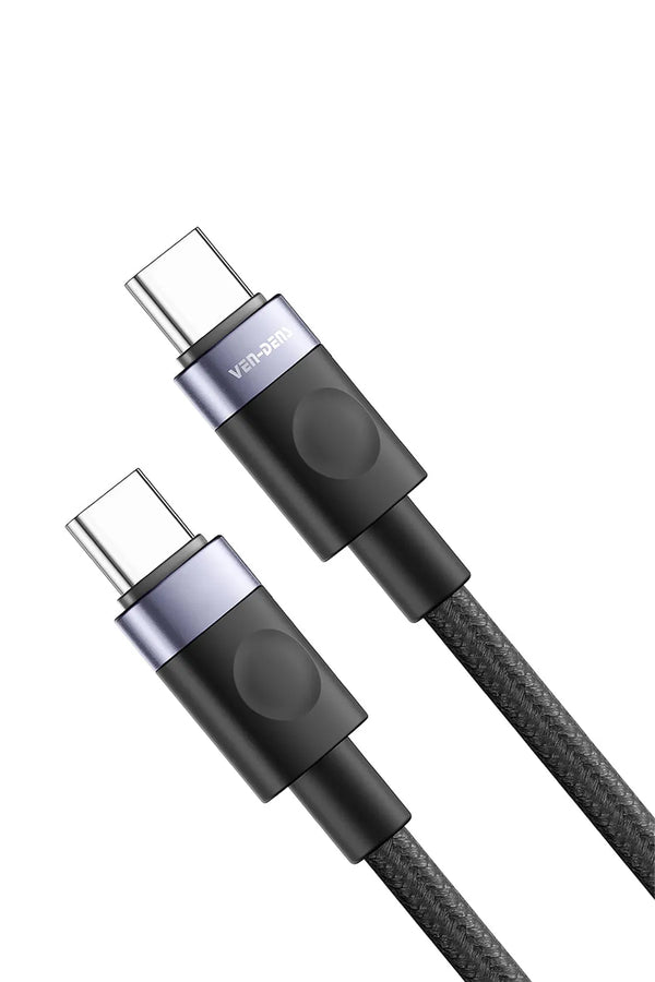 Vendens VD-DCM05 USB-C'den USB-C'ye Örgülü 60W Hızlı Şarj Destekli Type C Kablo 1m, 2m, 3m