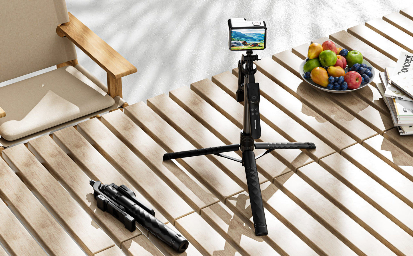 VD-SS10 Toptan Fiyat Yüksek Kalite ABS+alüminyum Alaşımlı Katlanabilir Uzatılabilir Bluetooth 360° Döndürülebilir Telefon Selfie Çubuğu ve Tripod