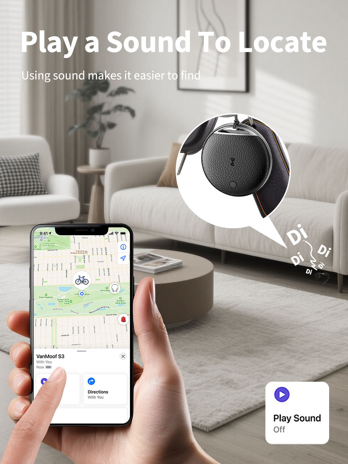Vendens Anahtarlık Bulucu AirTag - GPS Takip Cihazı, Kayıp Eşya Bulucu, Apple Find My Uyumlu (Siyah)