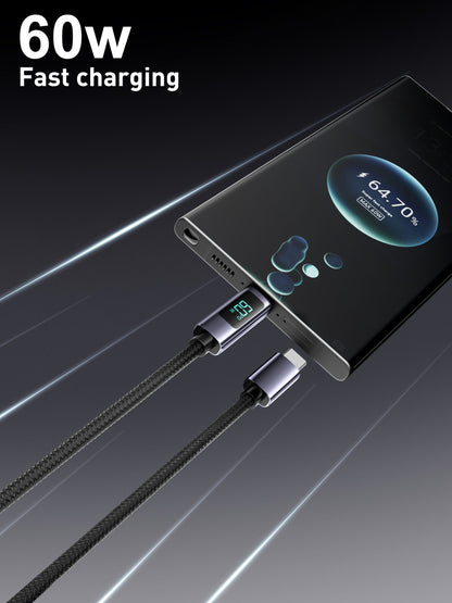 VD-DCN04 27W USB-C - Lightning 1M siyah naylon+alüminyum alaşımlı veri kablosu