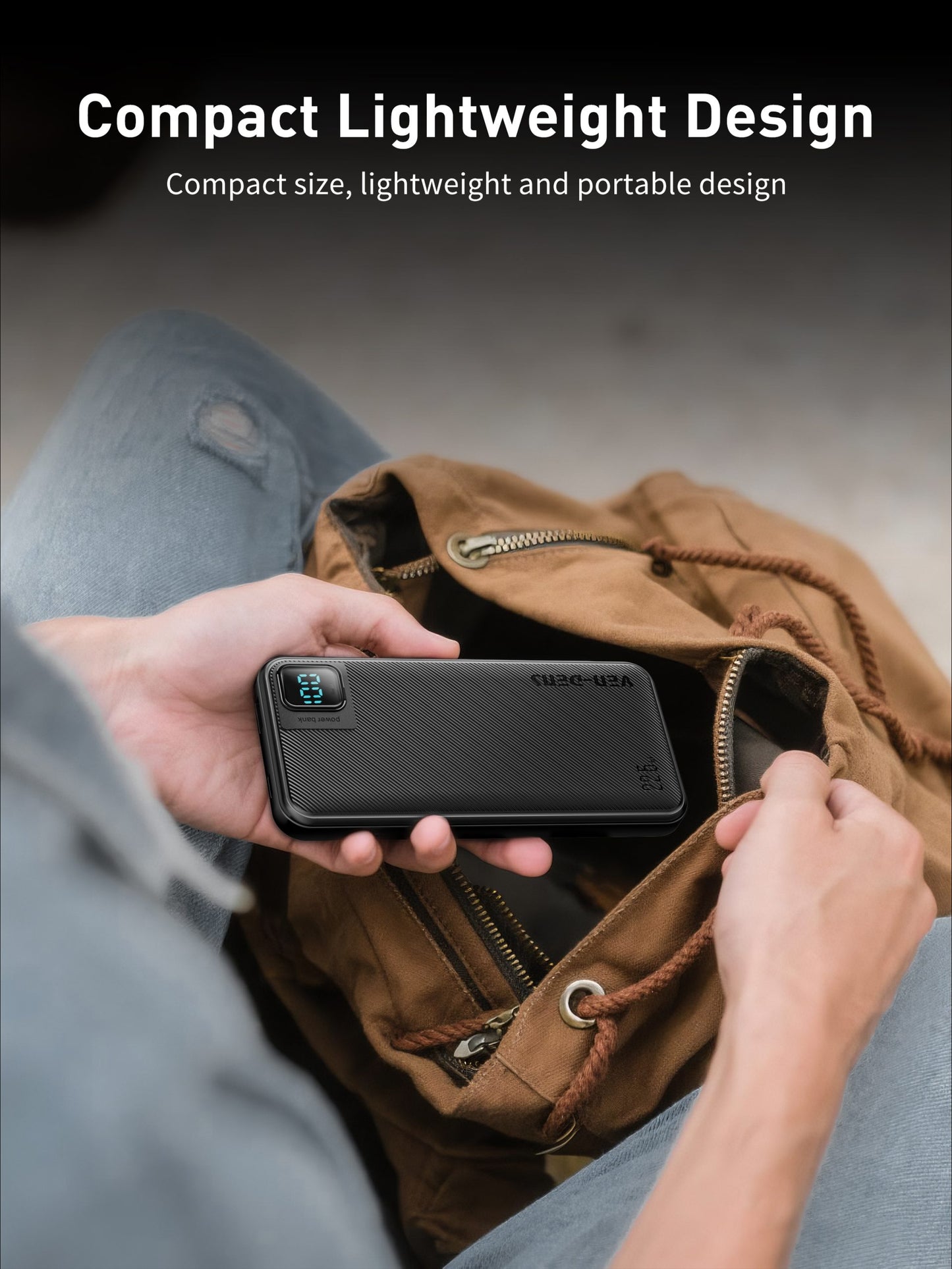 VD-PB061 Toptan fiyatla, telefonlar için Type-C/IP kablolu, dijital ekranlı, yüksek kaliteli 20000mAh Power Bank.