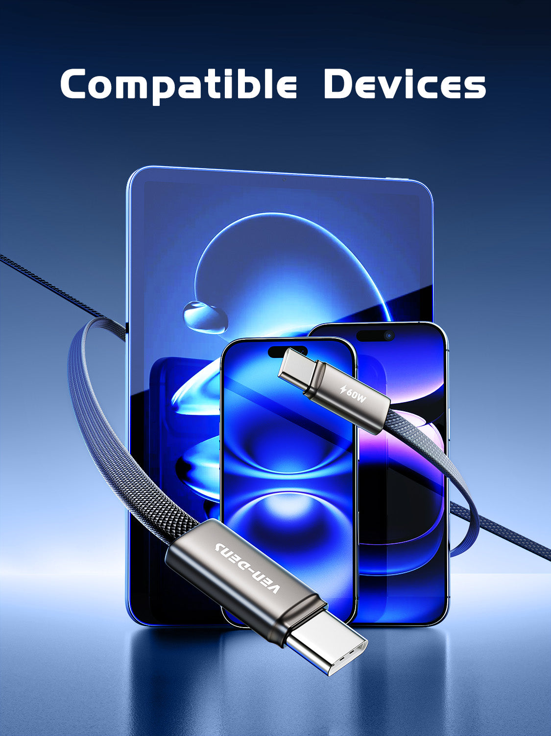 DC22CC Toptan fiyat özel teklif: Yüksek kaliteli çiplere sahip, evrensel, birinci sınıf 1 metrelik beyaz Type-C - Type-C 60W hızlı şarj veri kablosu.