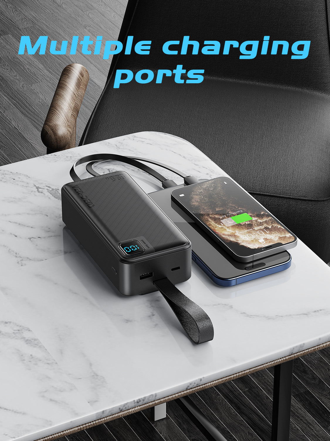 Ven-dens VD-PB062 30000mAh Hızlı Şarj Dahili Kablolu Powerbank