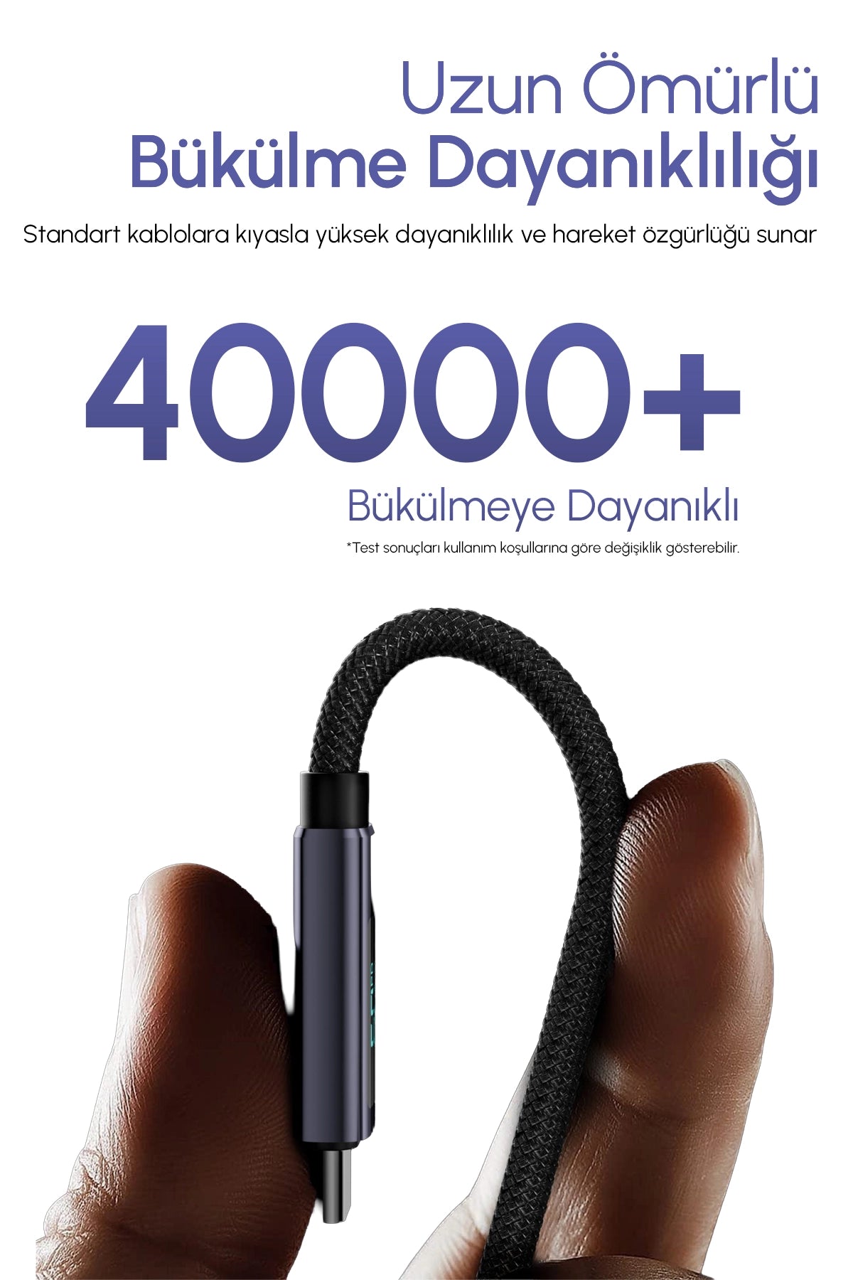 Vendens VD-DCN05 USB-C'den USB-C'ye 60W Dijital Ekranlı Örgülü Type C Hızlı Şarj Kablosu 1.2m