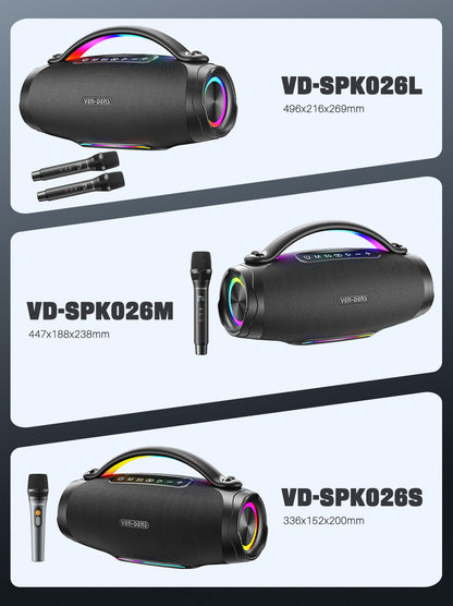 Vendens Taşınabilir Bluetooth Hoparlör 24000mAh Pil, LED Işık, 240W, 20 Saat Çalışma Süresi - Siyah