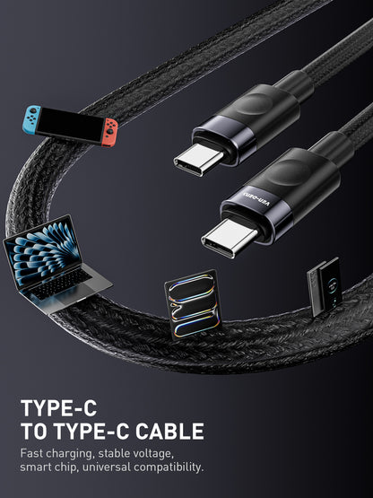 VD-DCM04-2M 27W USB-C - Lightning Bağlantı Uçlu Veri Kablosu 2 Metre Siyah Naylon Örgülü Kablo