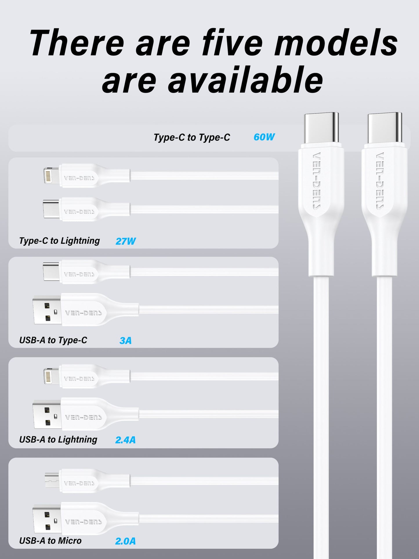 VD-DC20L Toptan fiyat USB-A - Lightning Kablosu PVC veri kablosu 5V/2.4A Lightning cihazları için