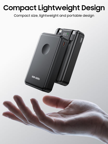 Vendens 10000mAh 15W Kablosuz Hızlı Şarj Powerbank Siyah - Taşınabilir Yüksek Kapasiteli Batarya