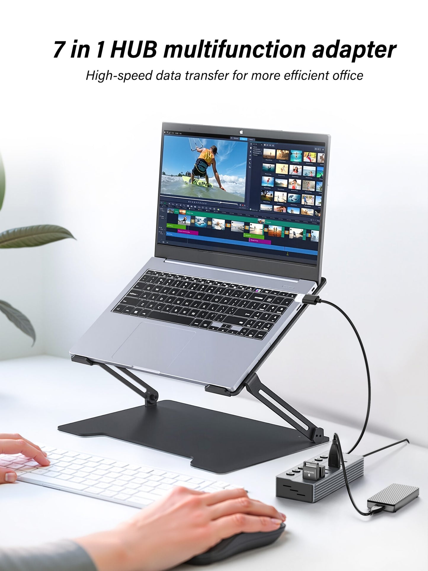 Vendens 7 Portlu USB Hub 3x USB-A + 4x USB-C Çıkışlı, 5Gbps Hızlı Veri Aktarımı, Alüminyum Alaşım
