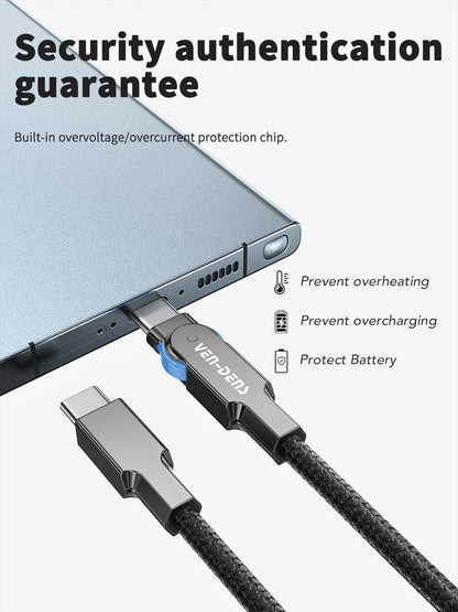 VD-DC03CC Toptan Fiyat Evrensel 1M siyah USB C - USB C 60W çinko alaşımlı örgülü hızlı şarj veri kablosu
