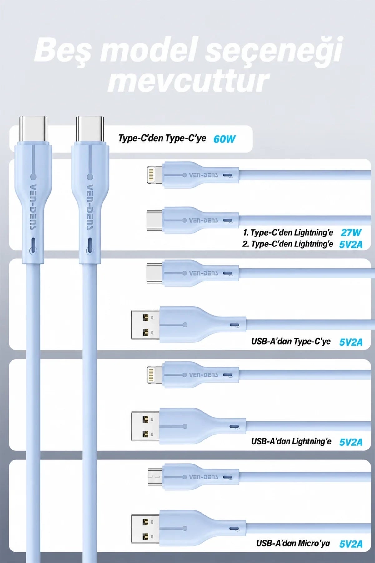 Venden VD-DC23L Pembe Lightning Şarj ve Data Kablosu - 1 Metre, 2.4A Hızlı Şarj