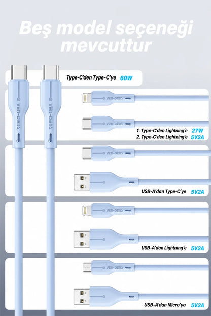 Venden VD-DC23L Pembe Lightning Şarj ve Data Kablosu - 1 Metre, 2.4A Hızlı Şarj