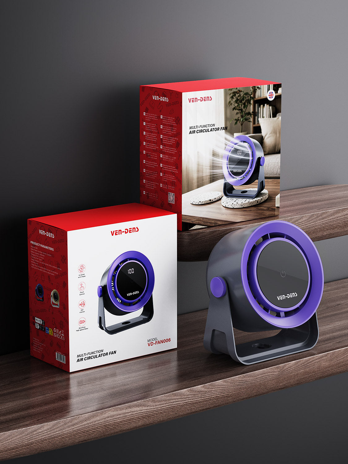 Vendens 1800mAh Uzun Pil Ömürlü Masaüstü Dolaşım Fanı