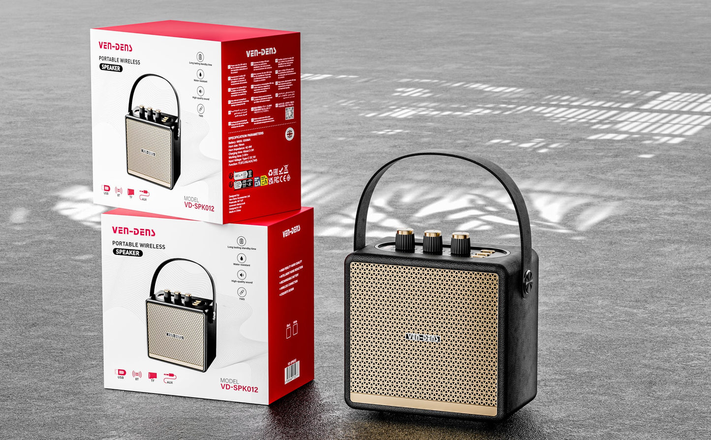 VD-SPK012 Yeni Ürün: Siyah, Beyaz Bluetooth Hoparlör, LED Işıklar, Su Geçirmez, Kristal Netliğinde Ses, Gerçek Kablosuz Stereo, 30 Saat Kullanım Süresi, Ev, Dış Mekan ve Parti İçin