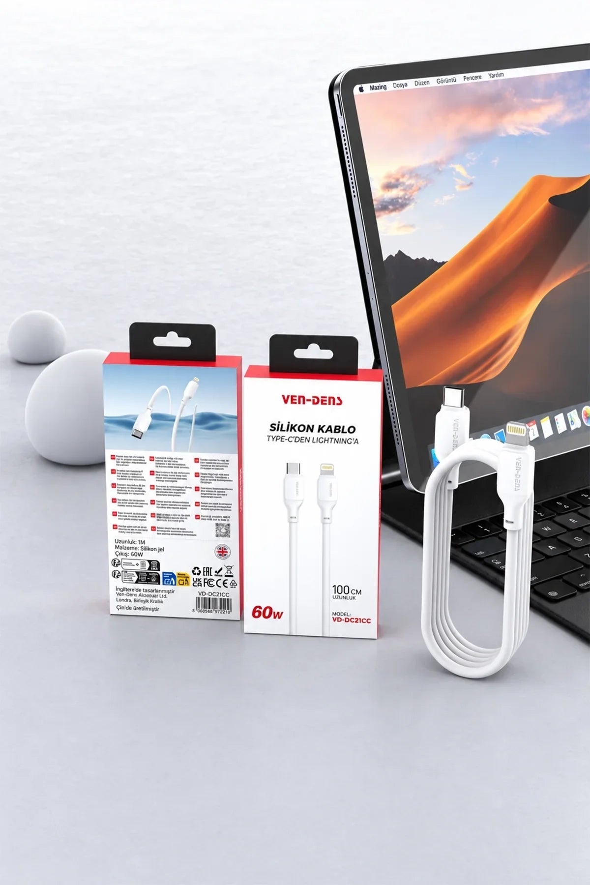 Vendens VD-DC21CL Type-C to Lightning Hızlı Şarj ve Veri Kablosu, iPhone iPad Uyumlu, 2.4A