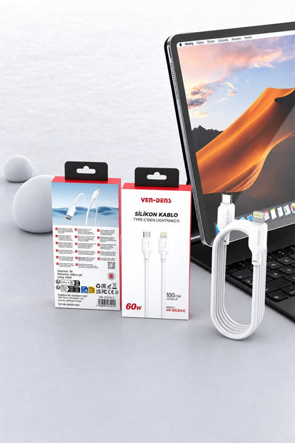 Vendens VD-DC21CL Type-C to Lightning Hızlı Şarj ve Veri Kablosu, iPhone iPad Uyumlu, 2.4A