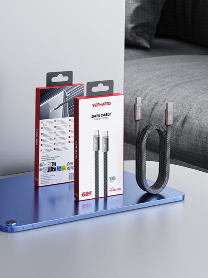 DC22CC Toptan fiyat özel teklif: Yüksek kaliteli çiplere sahip, evrensel, birinci sınıf 1 metrelik beyaz Type-C - Type-C 60W hızlı şarj veri kablosu.