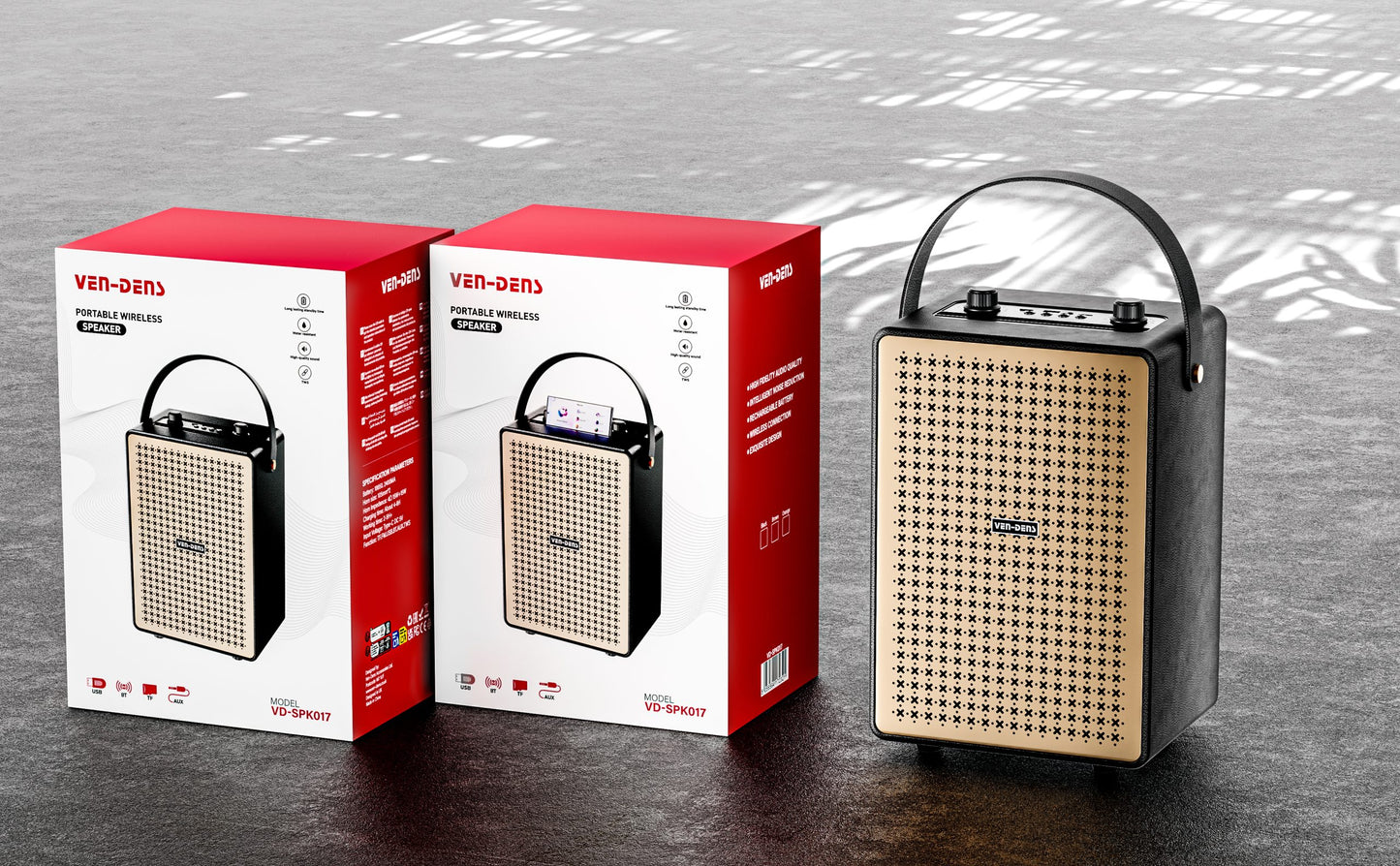Vendens VD-SPK017 LED Işıklı Bluetooth Hoparlör - Premium Ses ve 12 Saat Pil