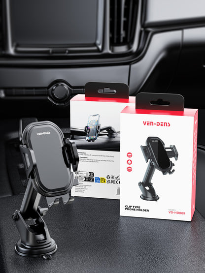 VD-HD009 Siyah Telefon Tutucu, Gösterge Paneli veya Ön Cam İçin, Klipsli, Güçlü, Titreşim Önleyici, Katlanabilir, Telefonlar İçin Uygun