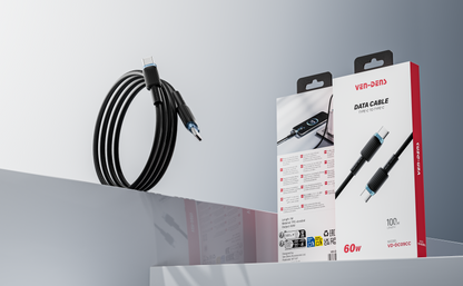 Vendens VD-DC09CC Type-C to Type-C 60W Hızlı Şarj ve Data Kablosu - 1 Metre TPE Örgülü