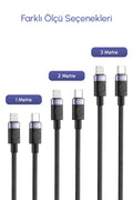Vendens VD-DCM04 27W Lightning Hızlı Şarj Kablosu, MFi Sertifikalı, Örgülü, iPhone Uyumlu